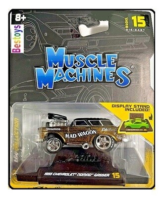 Maisto Muscle Machines Diecast Model Car Chevy Chevrolet Nomad Gasser 1955 "Mad Wagon" 1/64 scale