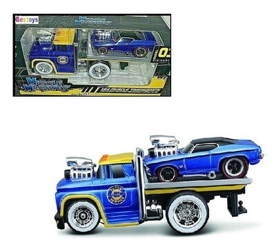Maisto Muscle Machines Diecast Model Car Transport Chevy Chevrolet C 60 C60 Flatbed Recovery Truck 1960 + Chevy Chevelle SS 396 1969