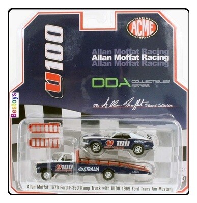 Greenlight Diecast Model Car Allan Moffat Racing U100 Ford Mustang Trans Am 1969 + Ford F 350 F350 Ramp Truck 1970 1/64 scale new