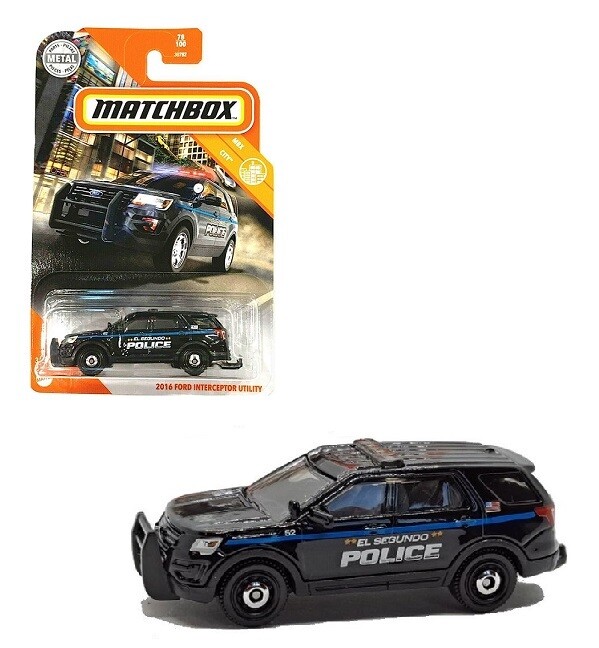 Matchbox Diecast Model Car 2021 78 / 100 Ford Interceptor Utility 2016 Police &quot;El Segundo&quot; 1/64 scale new in pack