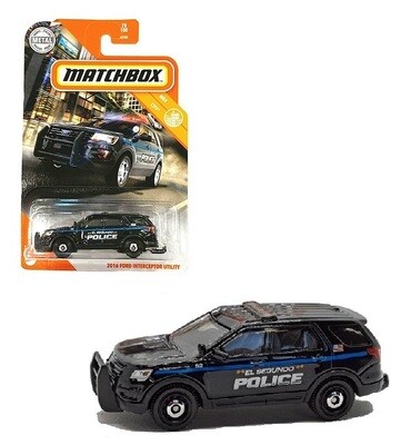 Matchbox Diecast Model Car 2021 78 / 100 Ford Interceptor Utility 2016 Police &quot;El Segundo&quot; 1/64 scale new in pack