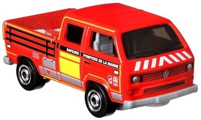 Matchbox Diecast Model Car France series VW Volkswagen Kombi Transporter Double Cab 1990 Fire