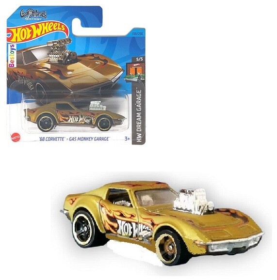 Hotwheels Hot Wheels Diecast Model Car 2022 139 / 250 Chevy Chevrolet Corvette 1968 Gas Monkey Garage Dream Garage 1/64 scale new in pack