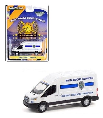 Greenlight Diecast Model Car Exclusive Ford Transit Van 2020 West Palm Beach Police Hostage Crisis Negotiation 1/64 scale new in pack