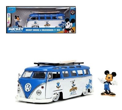JADA Diecast Model Car 33179 VW Volkswagen Kombi Bus T 1 T1 + Mickey Mouse Figurine Disney 1/24 scale new in pack