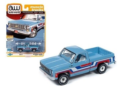 Auto World Diecast Model Car Muscle Chevy Chevrolet Bonanza C 10 C10 Fleetside Pickup 1976 1/64 scale new in pack