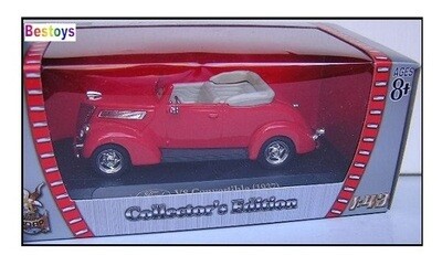 Road Signature Yatming Diecast Model Car 94230 Ford V 8 V8 Convertible 1937 1/43 scale new in pack (RED)