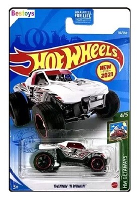 Hotwheels Hot Wheels Diecast Model Car First Edition 2021 116/250 Twinnin' & Winnin' No 3 Getaways 1/64 scale new in pack