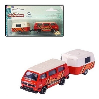 Majorette 2 pk VW Volkswagen Kombi T 3 T3 Bus &amp; Eriba Puck Caravan