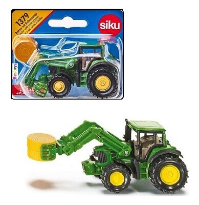 SIKU Diecast Model 1379 John Deere Tractor with Bale Gripper Farm Agricultural 1/64 scale new in pack
