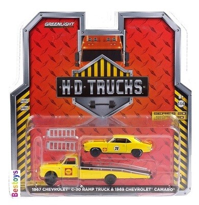 Greenlight Truck Series 33200 Chevy Chevrolet C 30 C30 Ramp Truck 1967 + Camaro 1969 "Shell"