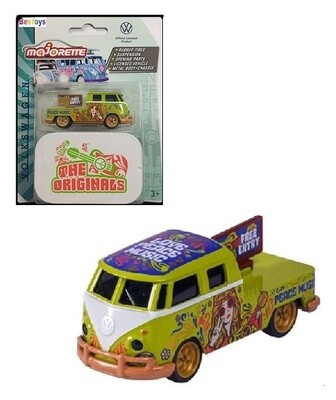 Majorette Diecast Model Car Originals VW Volkswagen Kombi T 1 T1 Pickup &quot;Peace Music&quot; + Collector tin 1/64 scale new in pack