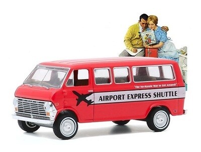 Greenlight Diecast Model Car Norman Rockwell Ford Club Wagon 1968 "Airport Express Shuttle" 1/64 scale