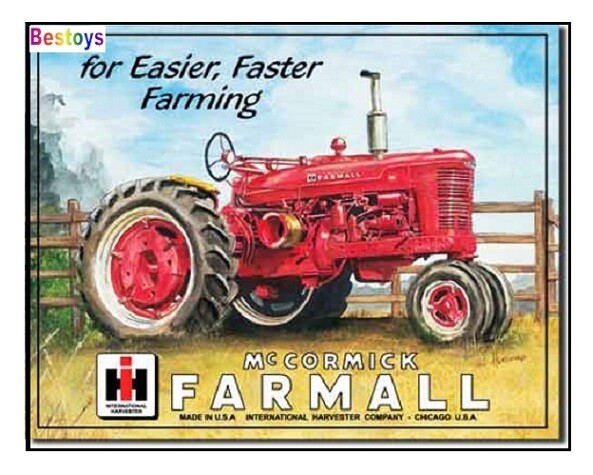 Metal Tin Sign Lithographed Image &quot;IH Farmall McCormick&quot; Tractor 410x320 mm new in pack