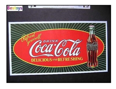 Metal Tin Sign Lithographed Image Retro "Delicious & Refreshing Coca Cola" Coke 415 x 215 mm new