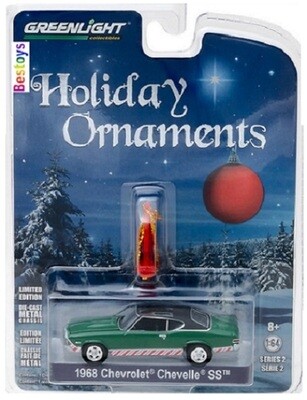 Greenlight Diecast Model Car Holiday Ornaments Chevy Chevrolet Chevelle SS 1968 1/64 scale new in pack