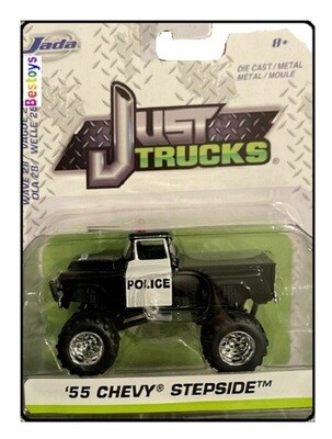 JADA Diecast Model Car Trucks Series Chevy Chevrolet Stepside Pickup 1955 "Police" 1/64 scale new in pack