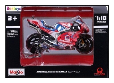Maisto Diecast Model Motorcycle Bike Moto GP Ducati Desmosedici GP 21 No 89 "Pramac" Martin 1/18 scale