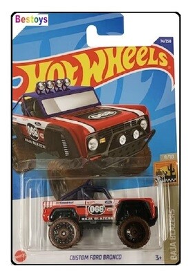 Hotwheels Hot Wheels Diecast Model Car 2022 74 / 250 Ford Bronco Custom No 68 Baja Blazers new in pack