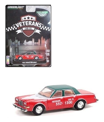 Greenlight Diecast Model Car Exclusive Dodge Diplomat 1983 &quot;Veteran&#39;s Cab Co&quot; Taxi 1/64 scale new in pack
