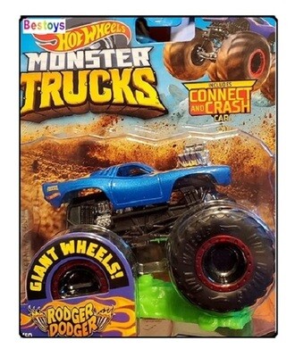 Hotwheels Hot Wheels Diecast Model Car Monster Trucks Rodger Dodger + plastic car 1/64 scale new in pack