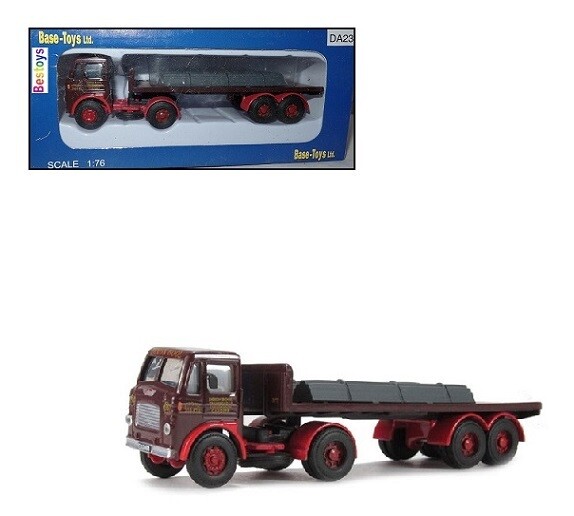 Base Toys B-T Diecast Model DA23 Leyland Beaver Artic Flatbed Truck &amp; Trailer + steel load 1/76 OO railway scale new in pack