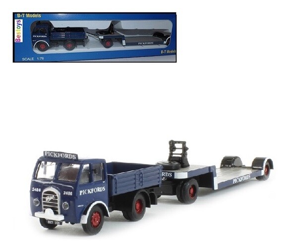 Base Toys B-T Diecast Model DA92 Foden DG Ballast Truck &amp; Lowloader Trailer &#39;Pickfords&quot; 1/76 OO railway scale