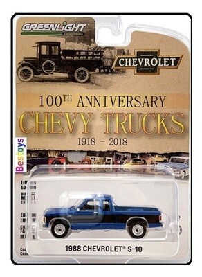 Greenlight Diecast Model Car Anniversary Series Chevy Chevrolet S 10 S10 Pickup 1988 100th Anniversary 1/64 scale new in pack