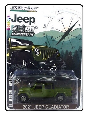 Greenlight Diecast Model Car Anniversary Series Jeep Gladiator 2021 80th Anniversary 1/64 scale new in pack