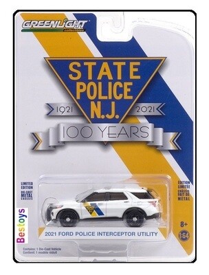 Greenlight Diecast Model Car Anniversary Series Ford Police Interceptor Utility 2021 New Jersey State 1/64 scale new in pack