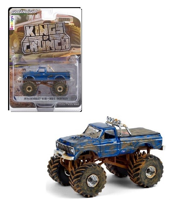 Greenlight Diecast Model Car Kings of Crunch Monster Truck Chevy Chevrolet K 10 K10 1970 USA 1 Heritage 1/64 scale new in pack