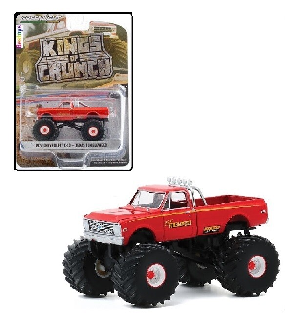 Greenlight Diecast Model Car Kings of Crunch Monster Truck Chevy Chevrolet C 10 C10 1972 Texas Tumbleweed 1/64 scale new in pack