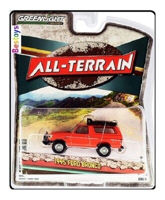 Greenlight Diecast Model Car All Terrain Ford Bronco 1995 Offroad 1/64 scale new in pack