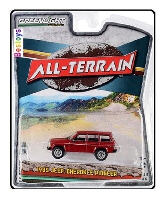 Greenlight Diecast Model Car All Terrain Jeep Cherokee Pioneer 1985 Offroad 1/64 scale new in pack
