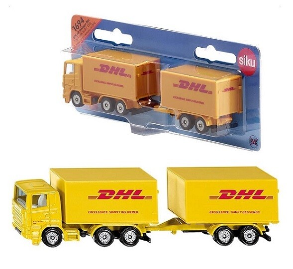 Siku Diecast Model 1694 Truck + Trailer &quot;DHL&quot; +- 1/87 HO railway scale new in pack