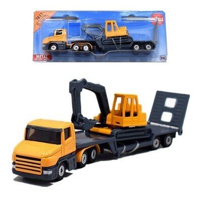 SIKU Diecast Model 1611 Truck and lowbed trailer with excavator Construction new in pack