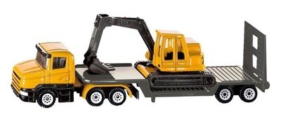 SIKU Diecast Model 1611 Truck and lowbed trailer with excavator Construction