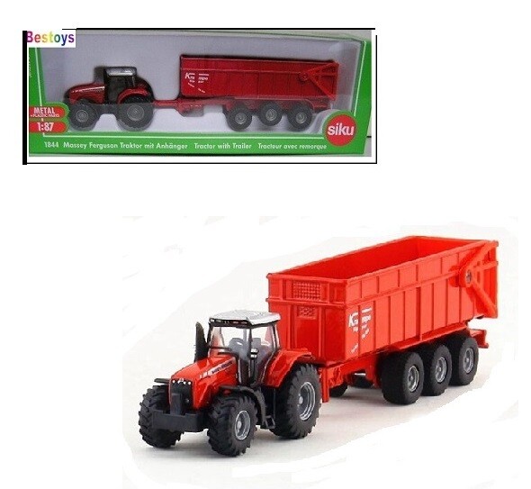 Siku Diecast Model 1844 Massey Ferguson Tractor &amp; Trailer Farm Agricultural 1/87 HO railway scale new in pack