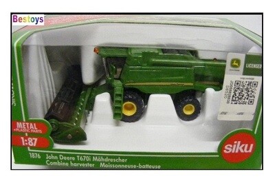 SIKU Diecast Model 1876 John Deere T 670i Combine Harvester Farm 1/87 HO railway scale new in pack