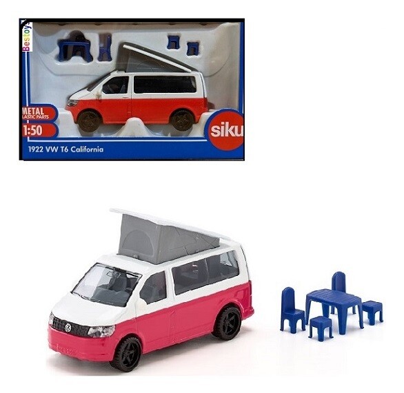 SIKU Diecast Model 1922 VW Volkswagen Kombi T 6 T6 California camper + accessories 1/50 scale new in pack