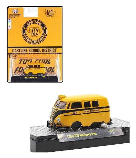 Castline M2 Diecast Model Car Special Limited Edition VW Volkswagen Kombi Shorty Bus 1960 &quot;Castline School District&quot; new in pack