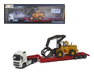 Cararama Hongwell Diecast Model Truck & Lowbed Trailer Volvo FH 12 FH12 + L 180 C Log Grappler 1/87 HO railway scale new in pack