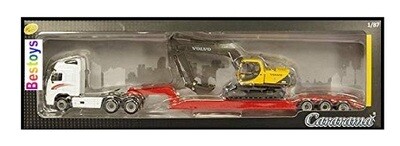 Cararama Hongwell Diecast Model Truck & Lowbed Trailer Volvo FH 12 FH12 + EC 210 Excavator Construction 1/87 HO railway scale new in pack