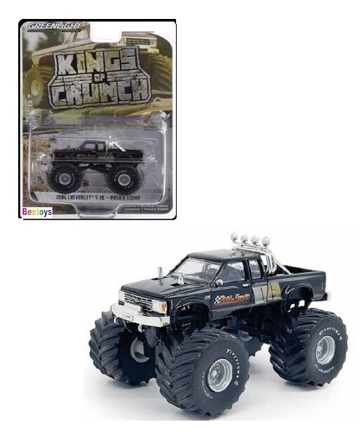 Greenlight Diecast Model Car Kings of Crunch Monster Truck Chevy Chevrolet S 10 S10 1986 Push n Stomp 1/64 scale new in pack