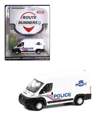 Greenlight Diecast Model Car Route Runners Dodge RAM Promaster Panelvan 2017 "Police" Washington DC Metropolitan Police 1/64 scale new in pack