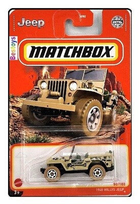 Matchbox Diecast Model Car 2022 50 / 100 Willys Jeep 1948 1/64 scale new in pack