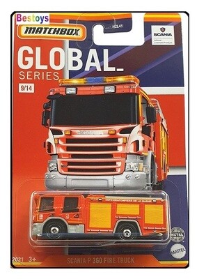 Matchbox Diecast Model Car Global Series Scania P 360 P360 Fire Engine Truck France