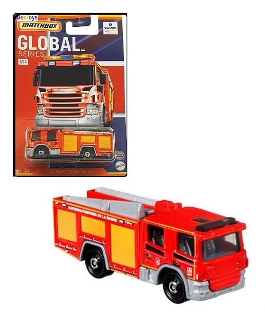 Matchbox Diecast Model Car Global Series Scania P 360 P360 Fire Engine Truck France