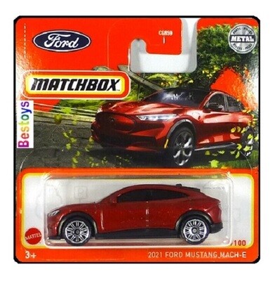 Matchbox Diecast Model Car 2022 65 / 100 Ford Mustang Mach E Electric 2021 1/64 scale new in pack
