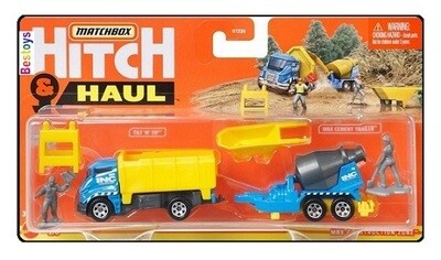 Matchbox Hitch &amp; haul Construction Set Dump Truck + Cement Mixer trailer + accessories